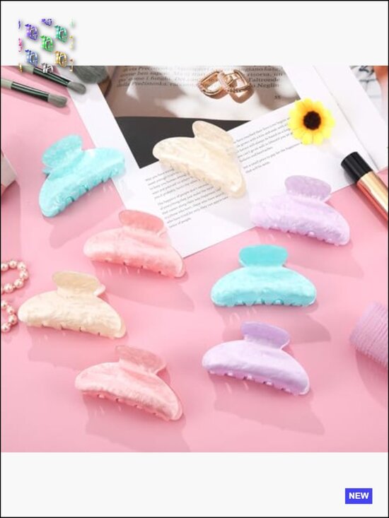 8 Large Acrylic Hair Claw Clips Strong Hold French Style Non Slip Bulk Set main image 5